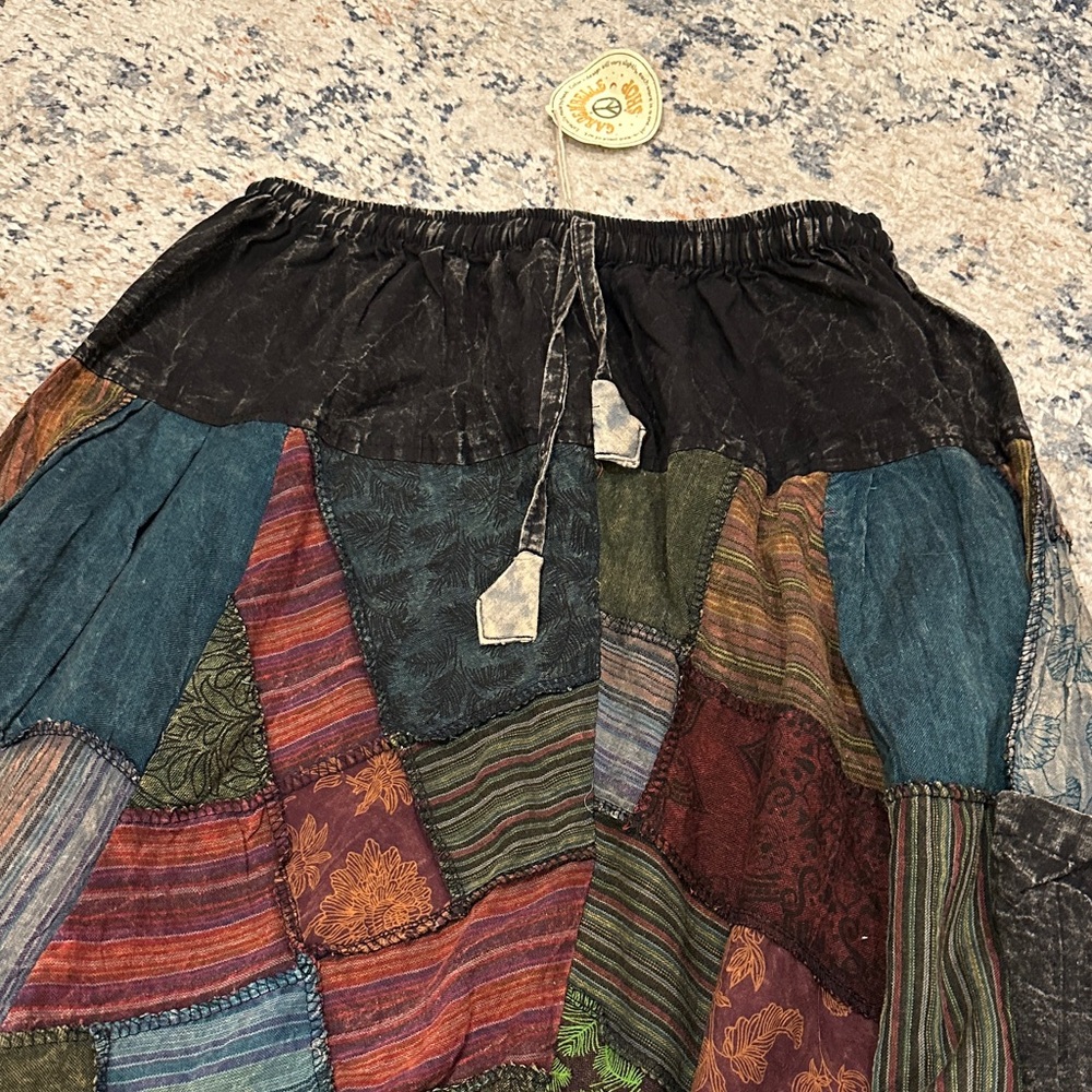 NWT Boho Patchwork Multicolor Drop Crotch Joggers… - image 2